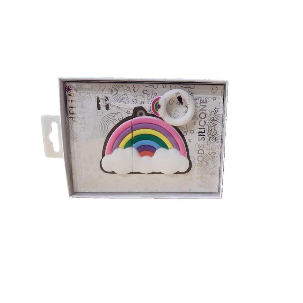 NEW -  dELIAs Airpods Silicone Case Cover Rainbow Clouds‎ Anti-Shock  Keychain
